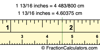 Convert 1 13/16 inches to cm (1 13/16 inches to centimeters)