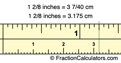 1 2/8 inches to cm
