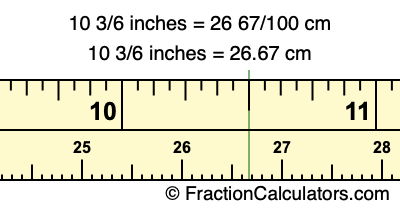 10 3/6 inches to cm