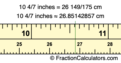 10 4/7 inches to cm