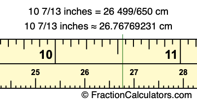10 7/13 inches to cm