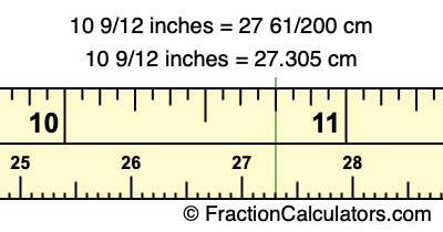 10 9/12 inches to cm