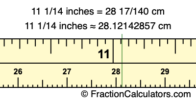 11 1/14 inches to cm