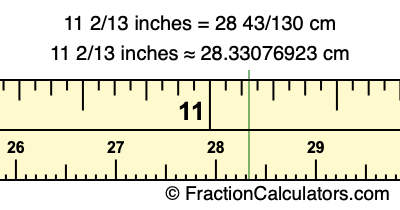 11 2/13 inches to cm