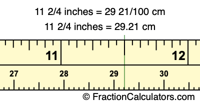 Convert 11 2/4 inches to cm (11 2/4 inches to centimeters)