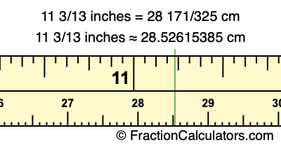 11 3/13 inches to cm