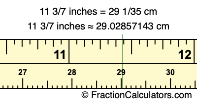 11 3/7 inches to cm