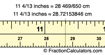 11 4/13 inches to cm