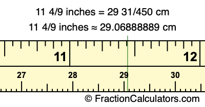 11 4/9 inches to cm