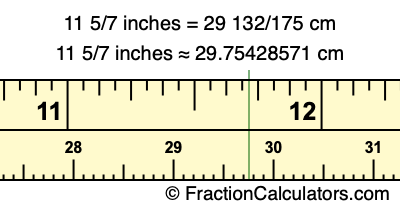 11 5/7 inches to cm