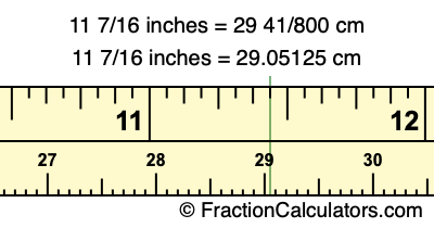 11 7/16 inches to cm