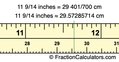 11 9/14 inches to cm