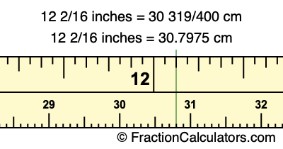 12 2/16 inches to cm