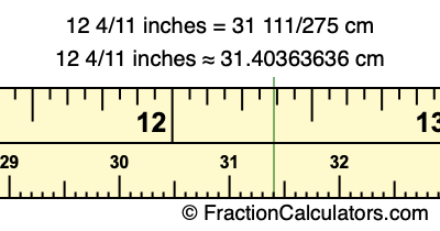 12 4/11 inches to cm