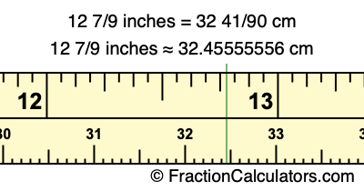 12 7/9 inches to cm