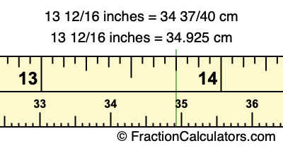 13 12/16 inches to cm