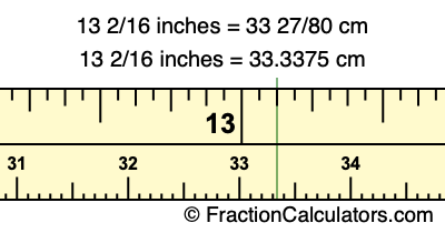 13 2/16 inches to cm