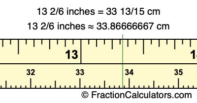 13 2/6 inches to cm