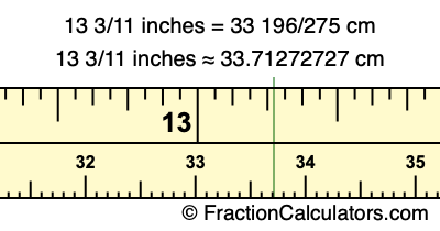 13 3/11 inches to cm
