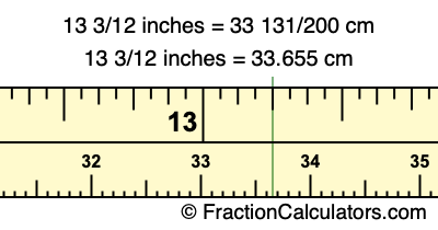 13 3/12 inches to cm
