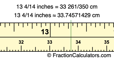 13 4/14 inches to cm