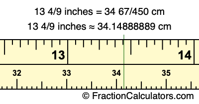 13 4/9 inches to cm