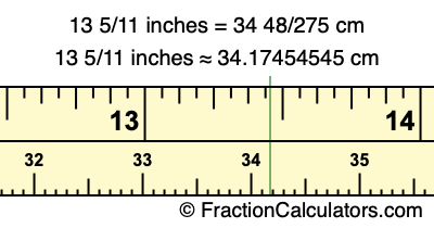 13 5/11 inches to cm