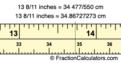 13 8/11 inches to cm