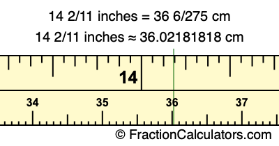 14 2/11 inches to cm