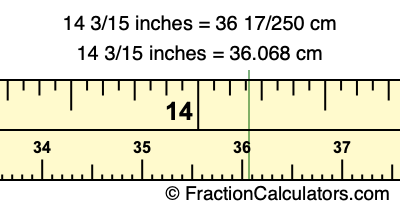 14 3/15 inches to cm