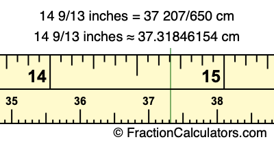 14 9/13 inches to cm