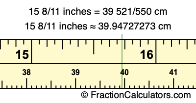 15 8/11 inches to cm