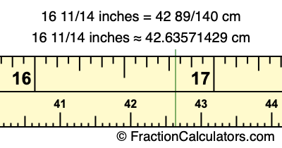 16 11/14 inches to cm