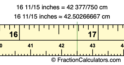 16 11/15 inches to cm