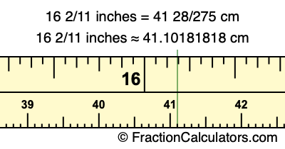 16 2/11 inches to cm
