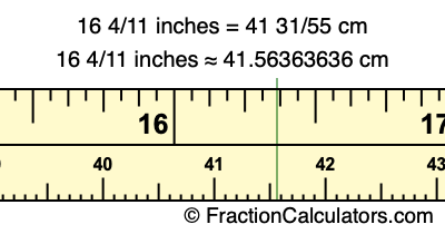 16 4/11 inches to cm