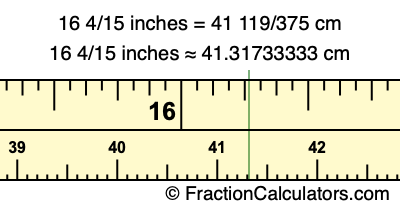 16 4/15 inches to cm