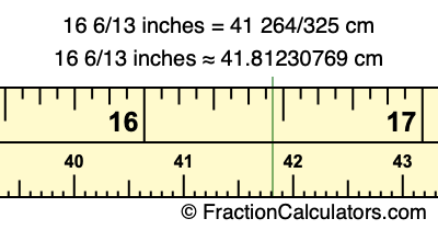 16 6/13 inches to cm