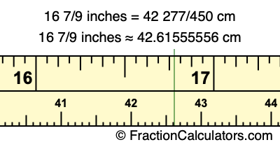 16 7/9 inches to cm
