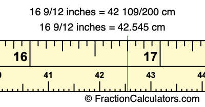 16 9/12 inches to cm