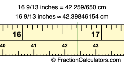 16 9/13 inches to cm