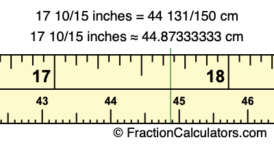 17 10/15 inches to cm