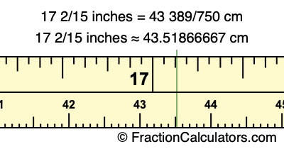 17 2/15 inches to cm