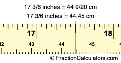 Convert 17 3/6 inches to cm (17 3/6 inches to centimeters)