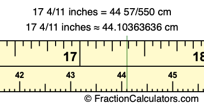 17 4/11 inches to cm