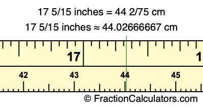 17 5/15 inches to cm