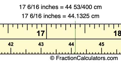 17 6/16 inches to cm