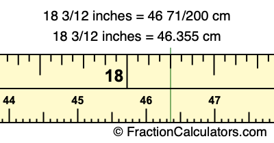 18 3/12 inches to cm