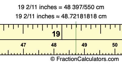 19 2/11 inches to cm