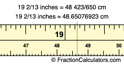 19 2/13 inches to cm